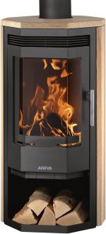 Justus Usedom 5 Kaminofen – 5,5 kW – Mit edler Sandstein-Verkleidung – Dreifach-Luftsystem – Dauerbrand-Funktion – Flexibler Rauchrohranschluss