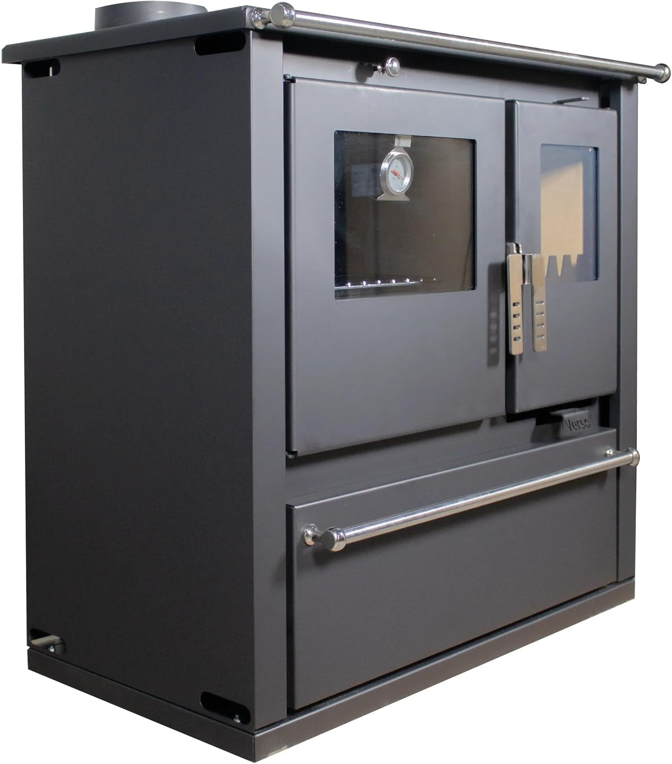 e6eb26121fd40a5c3fb072031f69dd2d.jpg Nana IF „Verso CS Plus“ Küchenherd – 7,7 kW – Freistehender Kaminofen mit Backfach & Kochplatte – Energieeffizienzklasse A+ – Umweltfreundlich (EcoDesign 2022) – Modernes Design in Schwarz - Image 1