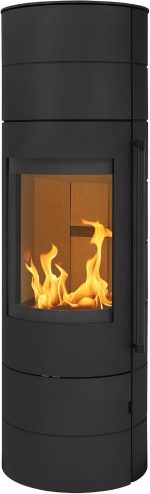 H&M Germany EVO 3.0 XL Kaminofen – 7 kW – Moderner Rundkamin in Schwarz – Panorama-Sichtfenster – Energieeffizienzklasse A – Integriertes Holzfach – Optionale Wärmespeicherung - Image 2