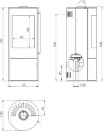 H&M Germany EVO 2.1 Kaminofen – 7 kW – Moderner Design-Kamin mit Panoramasicht – Integriertes Holzfach mit Tür – Energieeffizienzklasse A – Flexible Rauchrohr-Anschlüsse - Image 6