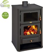 Prity FG Holzherd mit Backofen und Holzfach – 14 kW, Graphitschwarz - Image 2