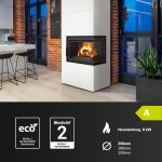 KRATKI Simple Box Kamin – 8 kW – Moderner Eck-Kaminbausatz – Weißes Stahldesign – 2-seitige Panoramascheibe – Energieeffizienzklasse A – Schnelle Montage - Image 2