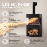 KAMINIO Henri Elektrokamin mit Kaminrohr – 1800W – 3D-Flammeneffekt & Fernbedienung – Stilvolle Heizlösung für Wohn- & Schlafzimmer – In Schwarz & Weiß erhältlich - Image 4