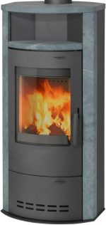 Thermia Hamburg V4 Kaminofen – 7 kW – Moderner Speicherofen mit Natursteinverkleidung – Energieeffiziente Heizlösung bis 300 m³ – Kompaktes, zeitloses Design